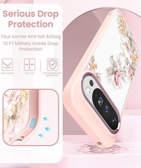 Pink Crystal Clear Flower Pattern Case for Google Pixel 10 Pro XL + Tempered Gla