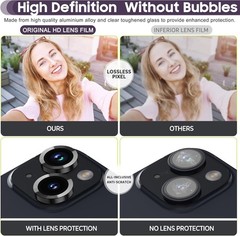 6.1 inch/6.7 inch Camera Lens Protector, 9H Tempered Glass Film – Black