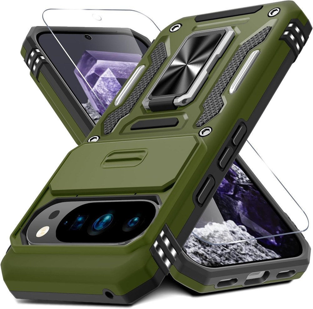 Olive Green Military Grade Shockproof Case for Google Pixel 10 Pro XL + Screen P