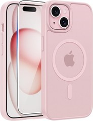 iPhone 15 Case: iPhone 14 Case & iPhone 13 Case Translucent Matte Light Pink Cov