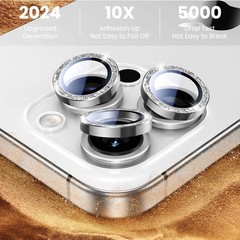 Camera Lens Protector for iPhone 16 Pro Max / 16 Pro / 14 Pro Max – Glitter Silv