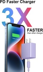 20W Fast USB-C Wall Charger with 6FT Cable for iPhone 14/13 and More Devices