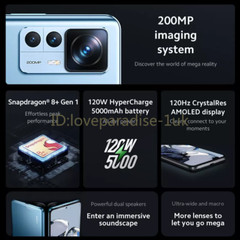 Unlocked Xiaomi 12T Pro 5G 5G 12GB+256GB Dual SIM 6.67&Prime; 200MP Snapdragon 8+ Gen1