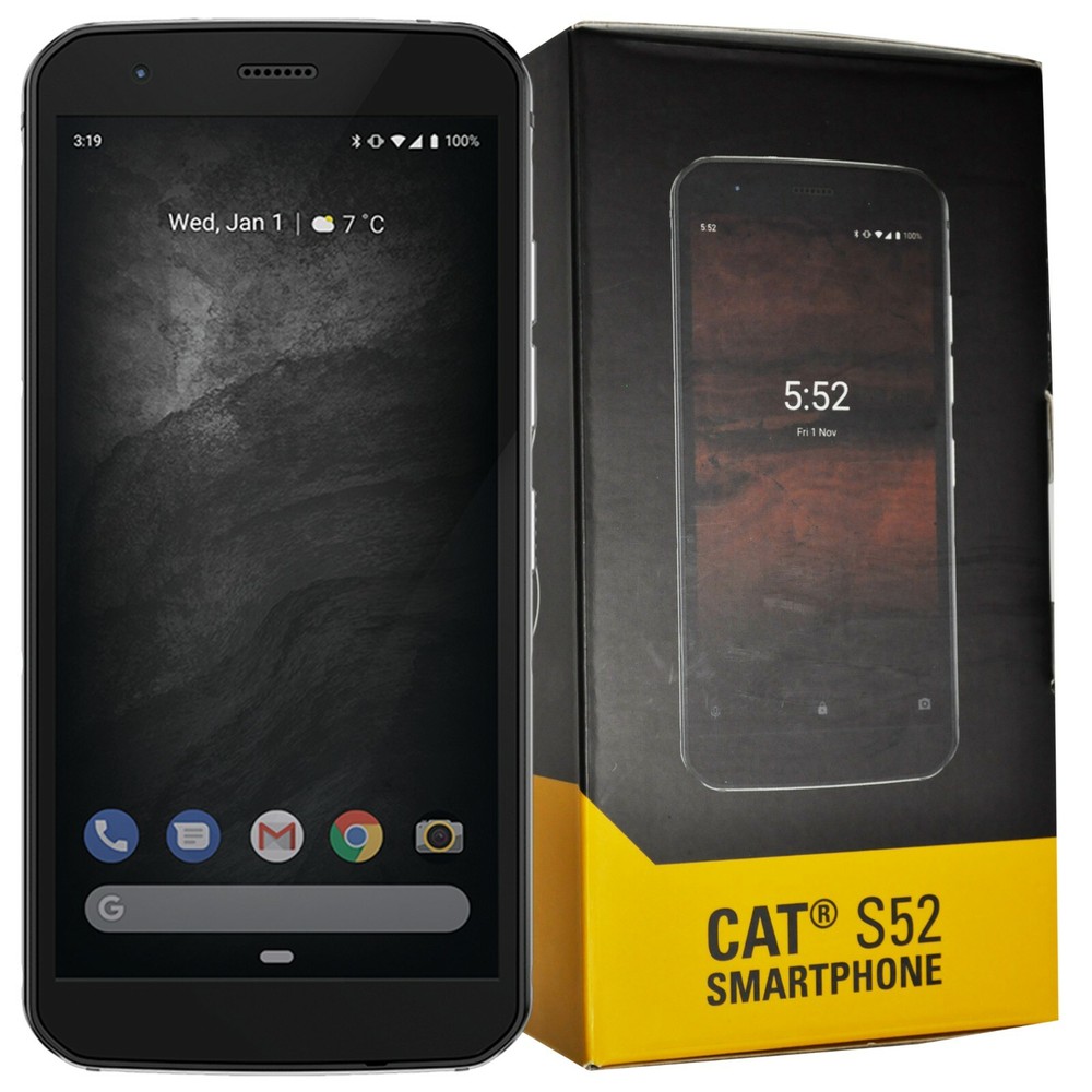 New Caterpillar CAT S52 Dual-SIM 64GB Black IP68 Rugged Factory Unlocked 4G GSM