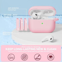 AirPods Pro 2 Case Pink, Soft Silicone iPod Pro Case for Airpods Pro 2nd/1st Gen