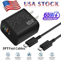 For Samsung Galaxy S22 S23 S21 65W Type USB C Super Fast Wall Charger+3ft Cable