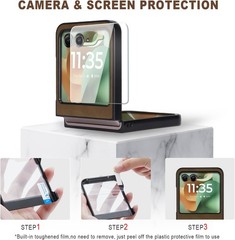 Magnetic Leather Folio Case for Motorola Razr 2026/2025/2024, Built-in Screen Pr