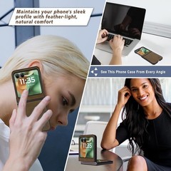 Magnetic Leather Folio Case for Motorola Razr 2026/2025/2024, Built-in Screen Pr