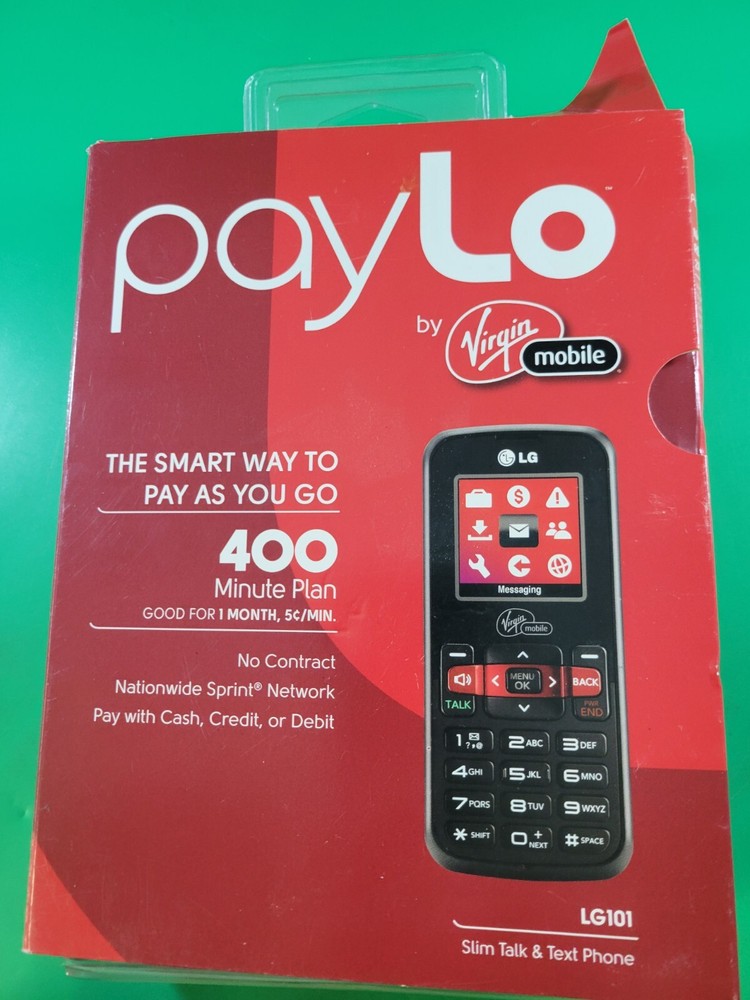 LG101 Virgin Mobile Slim Talk & Text Cell Phone New LG101 PAYLO