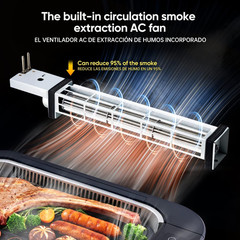 1500W Smokeless Indoor Grill with Adjustable Temp, Serves 5 People