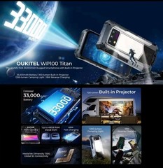 Oukitel WP100 Titan 5G Rugged Smartphone 100LM Projector 36GB+512G 6.8&Prime; 33000mAh