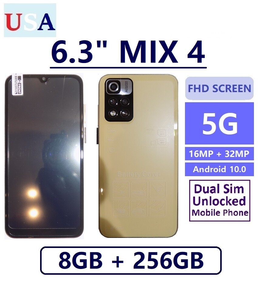 MIX 4 – 6.3&Prime; SmartPhone 8GB+256GB Android 10.0 Dual Sim Unlocked Mobile [Gold]