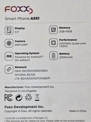 FOXX Air Talk Wireless Smart Phone A551 2GB+16GB