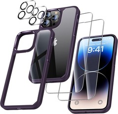 5 in 1 iPhone 14 Pro 6.1 inch Case with 2 Pack Screen & Camera Lens Protectors