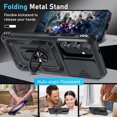 Samsung Galaxy S25 FE Case Built in Slide Camera Lens Cover+Screen Protector+Fin