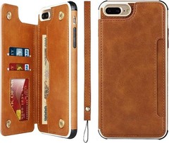 iPhone 8 Plus/7 Plus/6s Plus/6 Plus Wallet Case with Card Holder and Wrist Strap
