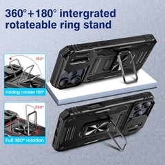 iPhone 17 ProMax Case with Belt Clip, Slide Camera Cover & 360° Ring Kickstand