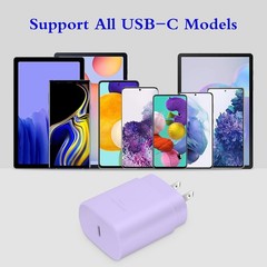 2-Pack 25W Type-C Fast Charger Block for Galaxy S23 Ultra/S22 6ft Cable