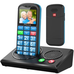Big Button Mobile Cell Phone SOS for Elderly Senior with Base (Blue) – Medihill
