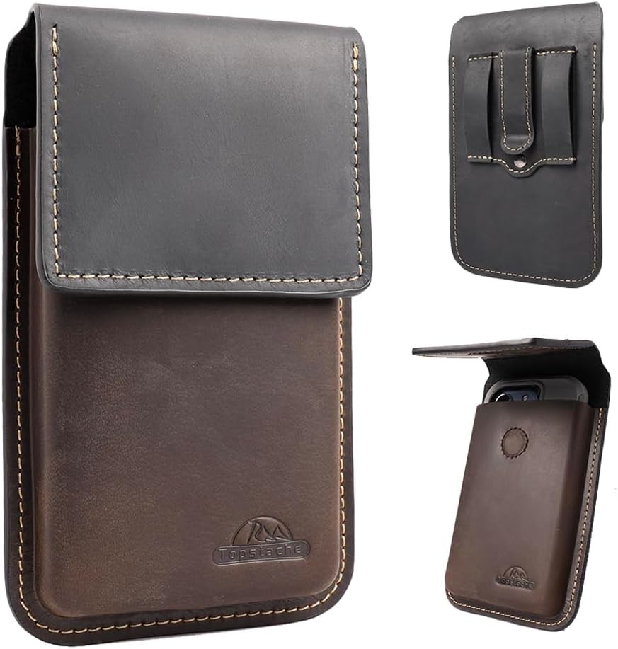 Leather Cell Phone Case with Magnetic Closure and Belt Clip – Holster for Galaxy