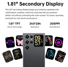 OUKITEL Dual Screen C62 Android 15 Phone, 16GB (4+12 Virtual) + 128GB Unlocked