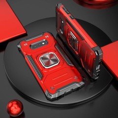 Samsung Galaxy S10e Case Kickstand Heavy Duty Protective PC+TPU Hard Cover RED