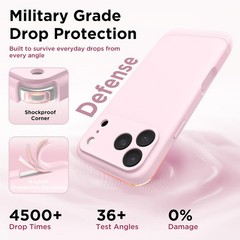 Chalk Pink Silicone Shockproof Phone Cover Case for iPhone 17 Pro Max, Magnetic