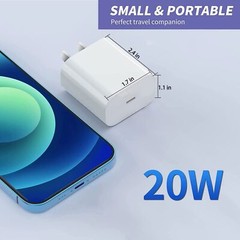 3FT Super Fast Charger 20w Type USB-C Wall Adapter For iPhone 14 13 12 11 X Pron
