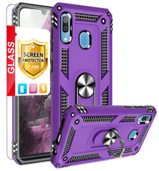 Samsung Galaxy A20 Case, Galaxy A30 Case with Tempered Glass Screen Protector Pu