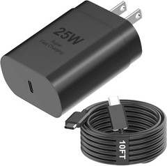 25W Super Fast Type-C Charger Adapter for Galaxy S26/S25 with 10FT Cable