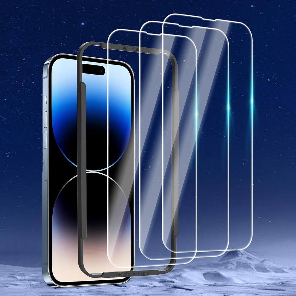 3 Pack Screen Protector Designed For iPhone 14 Pro Max, Bubble Free & Ultra Resi