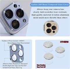 2 Pack Camera Lens Protector for iPhone 13 Pro/Max, Aluminum Alloy & Tempered Gl