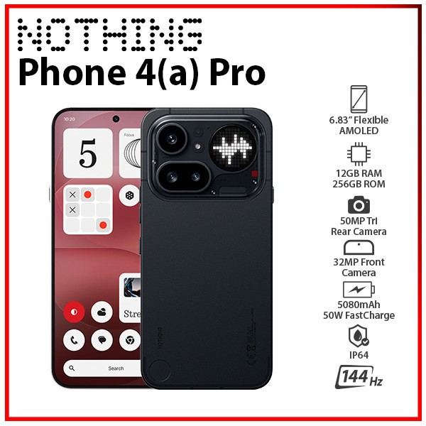 Nothing Phone 4(a) Pro BLACK 12GB+256GB Dual SIM Unlocked Android Cell Phone