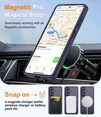 Magnetic Samsung Galaxy A57 5G Case with Screen Protector + Wrist Strap, Dark Pu