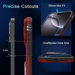 Case for iPhone 16 Pro Max with Slide Camera Cover and Screen Protector, Red