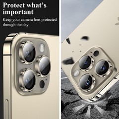 6.7 Inch/6.1 Inch Camera Lens Protector Tempered Glass Cover, 1 Set (Gold)