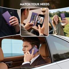 Dark Purple Wallet Case for Samsung Galaxy A36 5G/A56 5G, RFID Blocking Card Hol