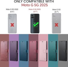 PU Leather Flip Wallet Case for Moto G 5G 2025, RFID Blocking, Kickstand Cover B