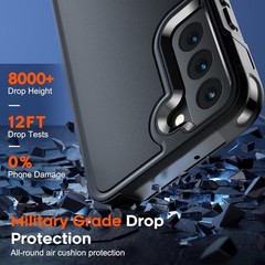 Heavy Duty Shockproof Case for Samsung Galaxy S22, Military Drop Protection, Bla