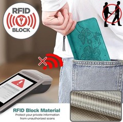 Turquoise Wallet Case for Samsung Galaxy S24 Ultra | RFID Blocking, 3 Card Slots