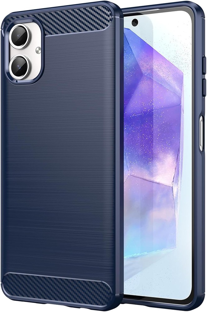 Case for Galaxy A06 Samsung A06 Matte Carbon Fiber Soft TPU Anti-Slip Cover, Blu