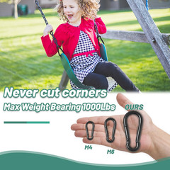 Pixel Panda 3.1&4 Inch Heavy Duty Carabiner Clips Load 1000Lbs, 2&4&8Pack Large