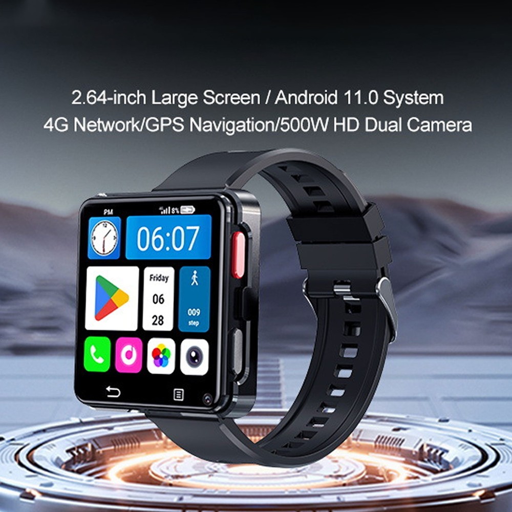 2.64&Prime; Larger Screen 4G Smart Watch Android 11 Dual Camera WIFI GPS 4+64GB