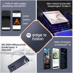 MOTOROLA Edge 70 Fusion (BLUE SURF, 12+256GB) Snapdragon® 7s Gen 4 SmartPhone.