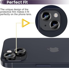 6.1 inch/6.7 inch Camera Lens Protector, 9H Tempered Glass Film – Black