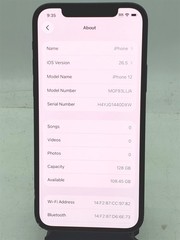Apple iPhone 12 BLACK A2172 128GB iOS26 5G UNLOCKED Batt 87% No Accessories