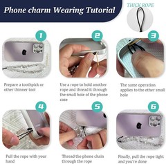 Beaded Phone Charm Y2K Kawaii Handmade Acrylic Lanyard Wrist Strap Keychain