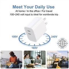 Type C Charger Fast Charging, 4 Pack Dual Port Wall Adapter with 6FT Cable