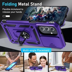 Heavy Duty Purple Case for Samsung Galaxy A17 5G with Kickstand & Lens Cover