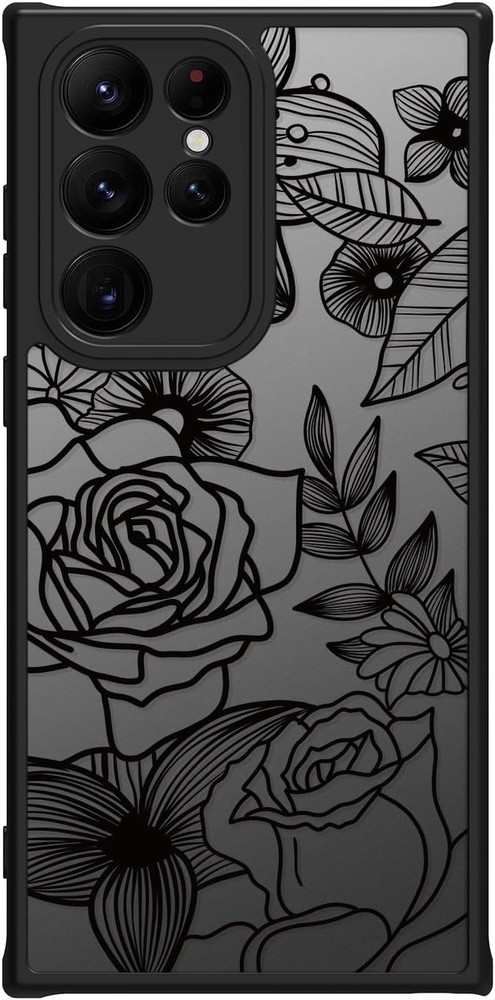 Cute Flowers Case for Samsung Galaxy S22 Ultra, Girly Rose Aesthetic Floral Prin